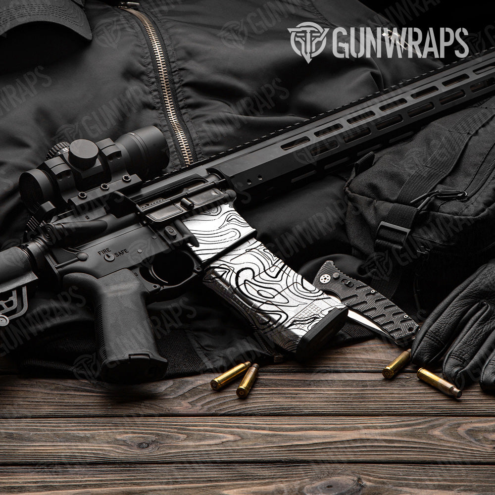 AR 15 Mag & Mag Well Damascus White Gun Skin Vinyl Wrap