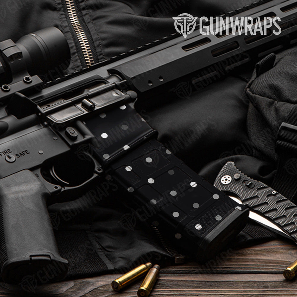AR 15 Mag & Mag Well Dotted Grayscale Gun Skin Vinyl Wrap