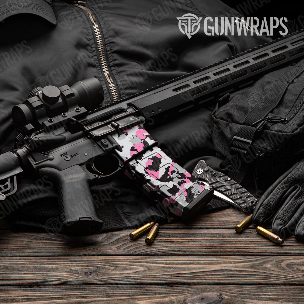 AR 15 Mag & Mag Well Cumulus Pink Tiger Camo Gun Skin Vinyl Wrap