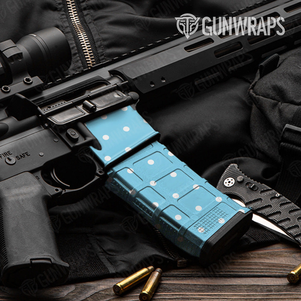 AR 15 Mag & Mag Well Dotted Blue Gun Skin Vinyl Wrap Sale