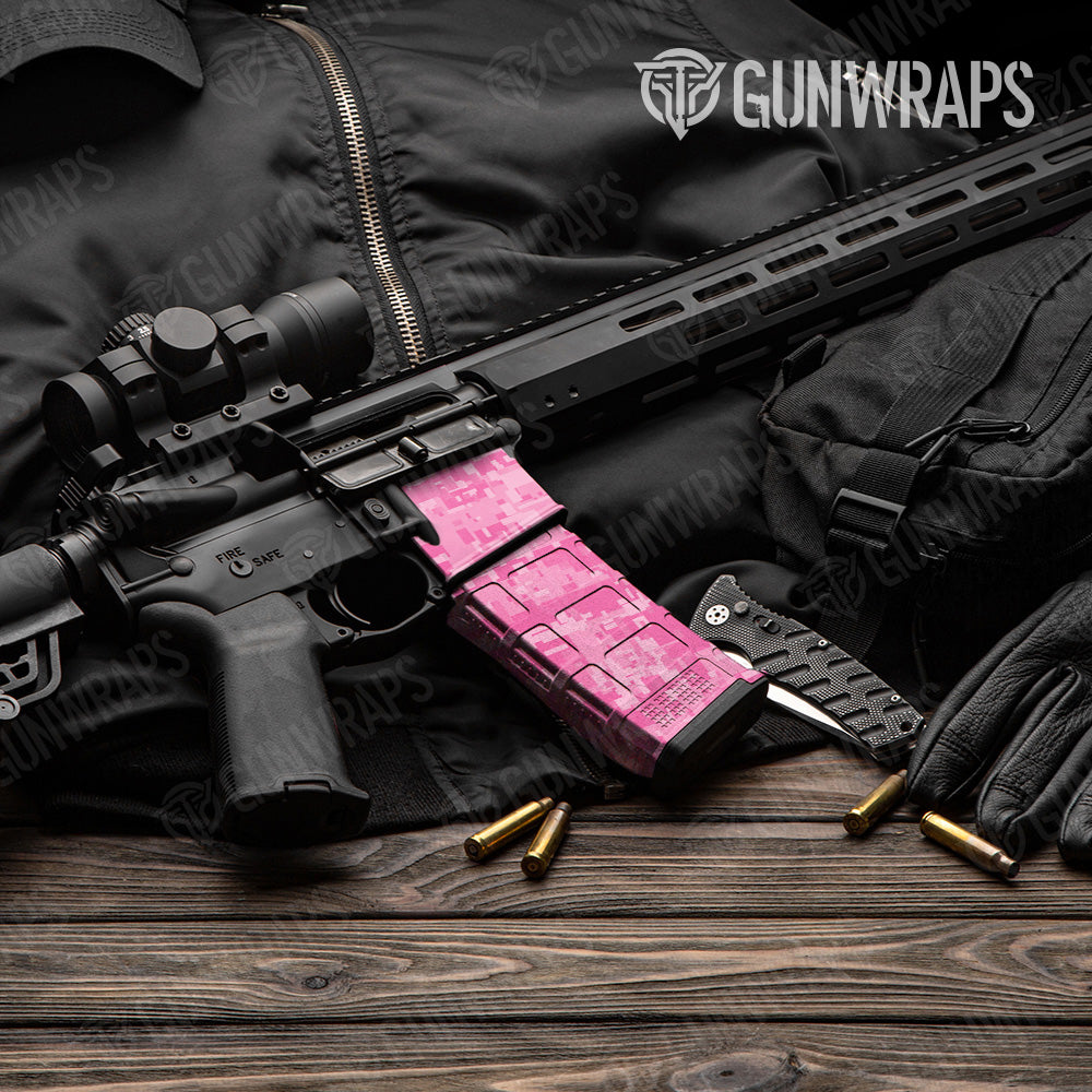 AR 15 Mag & Mag Well Digital Elite Pink Camo Gun Skin Vinyl Wrap