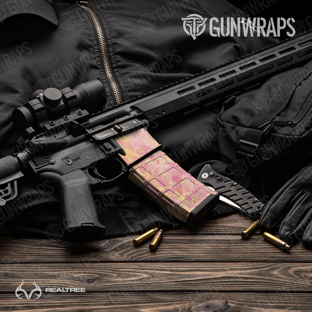 AR 15 Mag & Mag Well Realtree WAV3 Strawberry Lemonade Camo Gun Skin Vinyl Wrap Online now