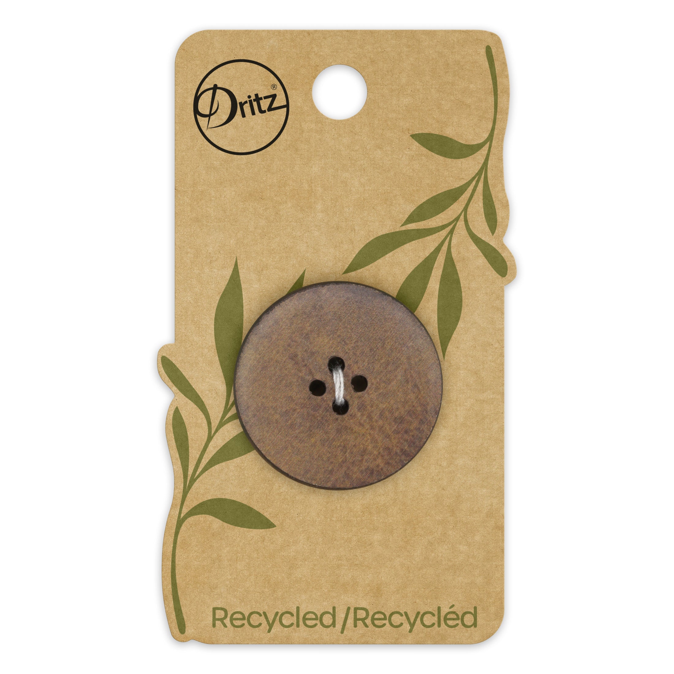 Recycled Leather Round Button, 30mm, Brown Discount