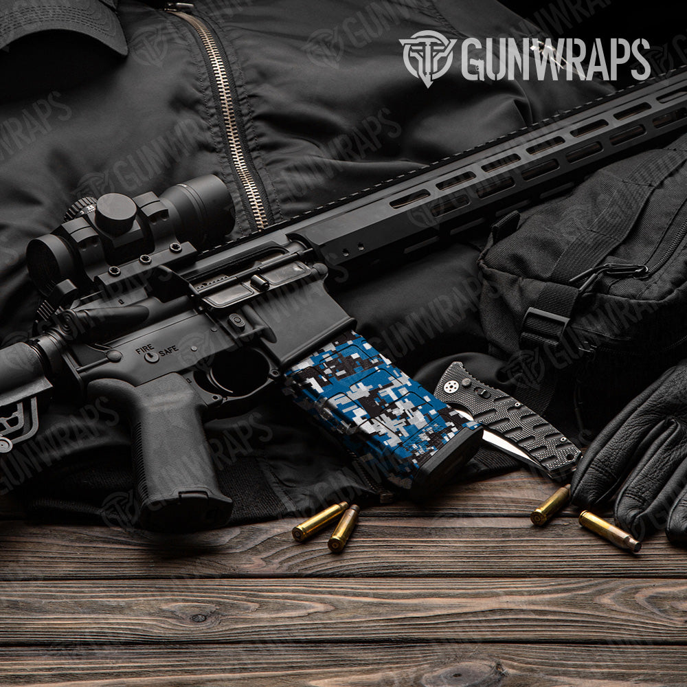AR 15 Mag Digital Blue Tiger Camo Gun Skin Vinyl Wrap