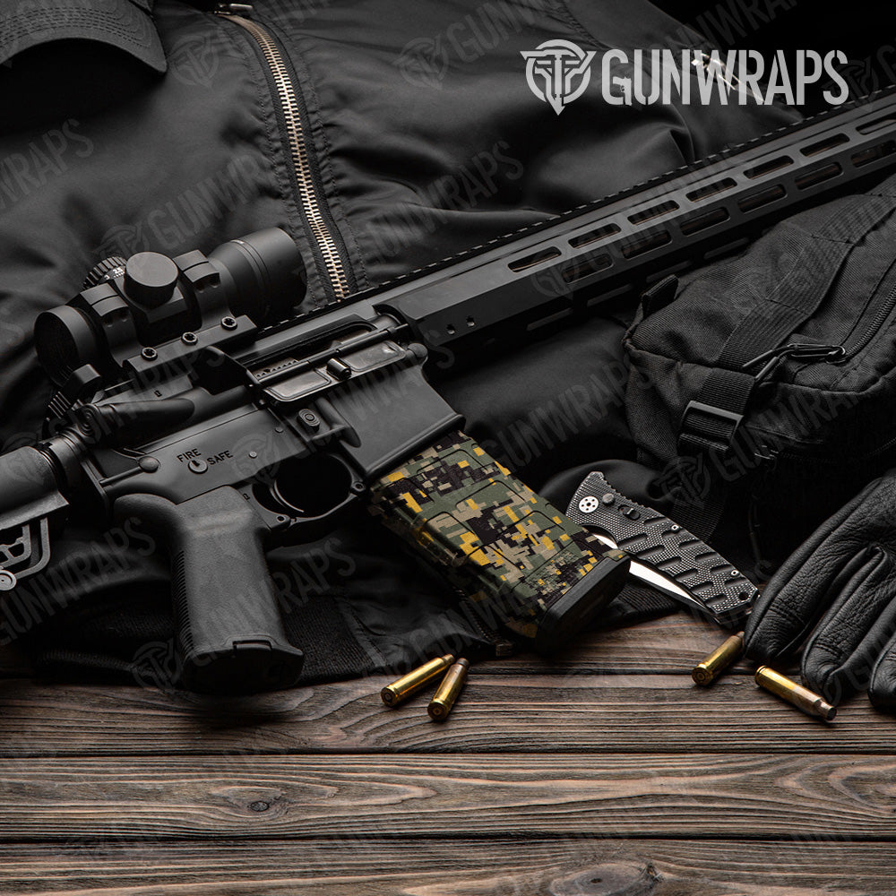 AR 15 Mag Digital Militant Yellow Camo Gun Skin Vinyl Wrap