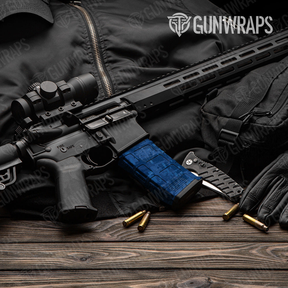 AR 15 Mag Digital Elite Blue Camo Gun Skin Vinyl Wrap Supply