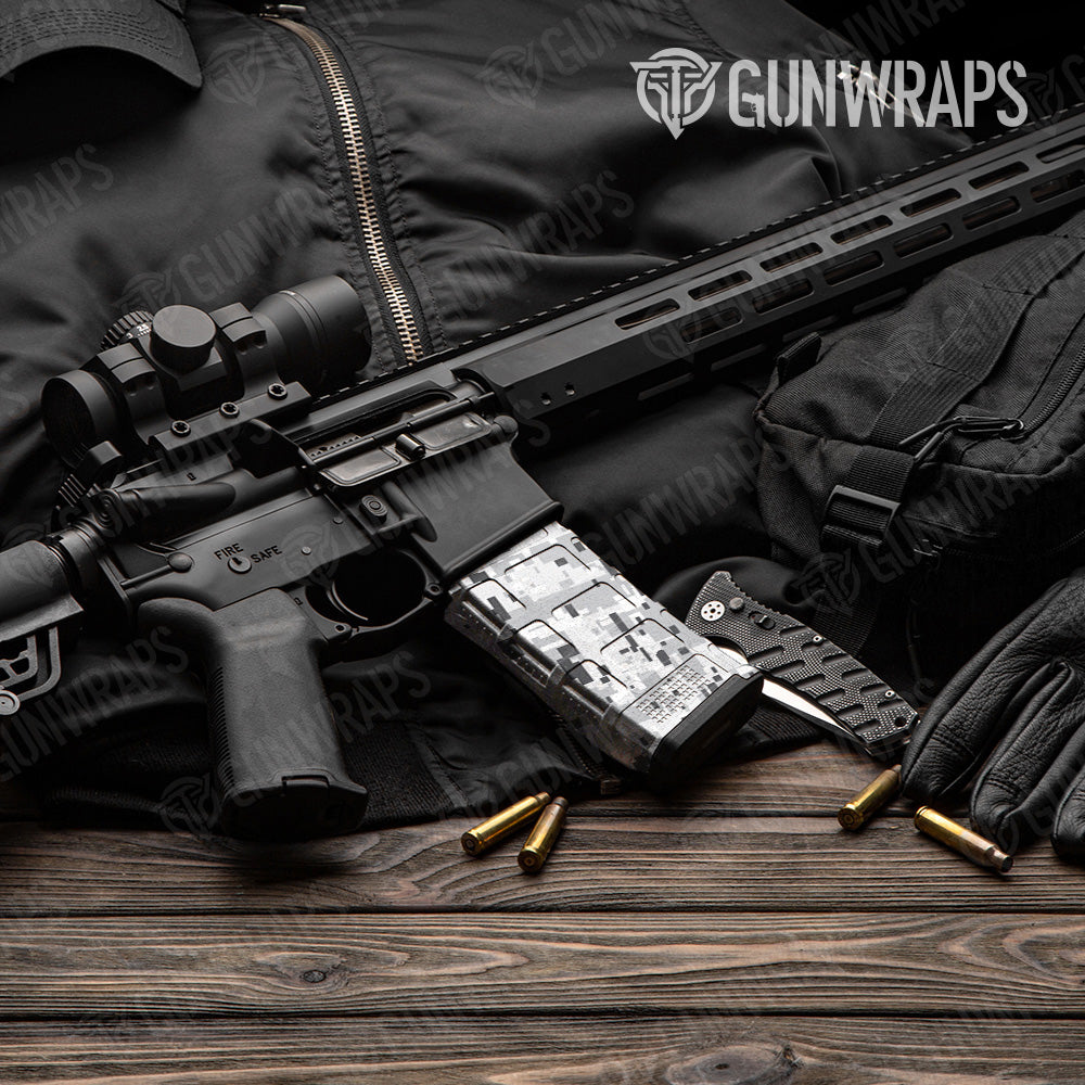 AR 15 Mag Digital Snow Camo Gun Skin Vinyl Wrap