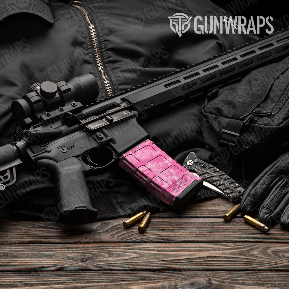 AR 15 Mag Digital Elite Pink Camo Gun Skin Vinyl Wrap