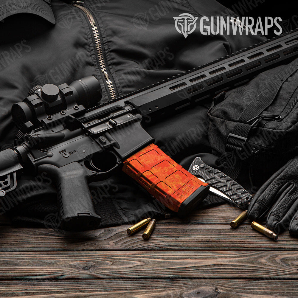 AR 15 Mag Digital Elite Orange Camo Gun Skin Vinyl Wrap