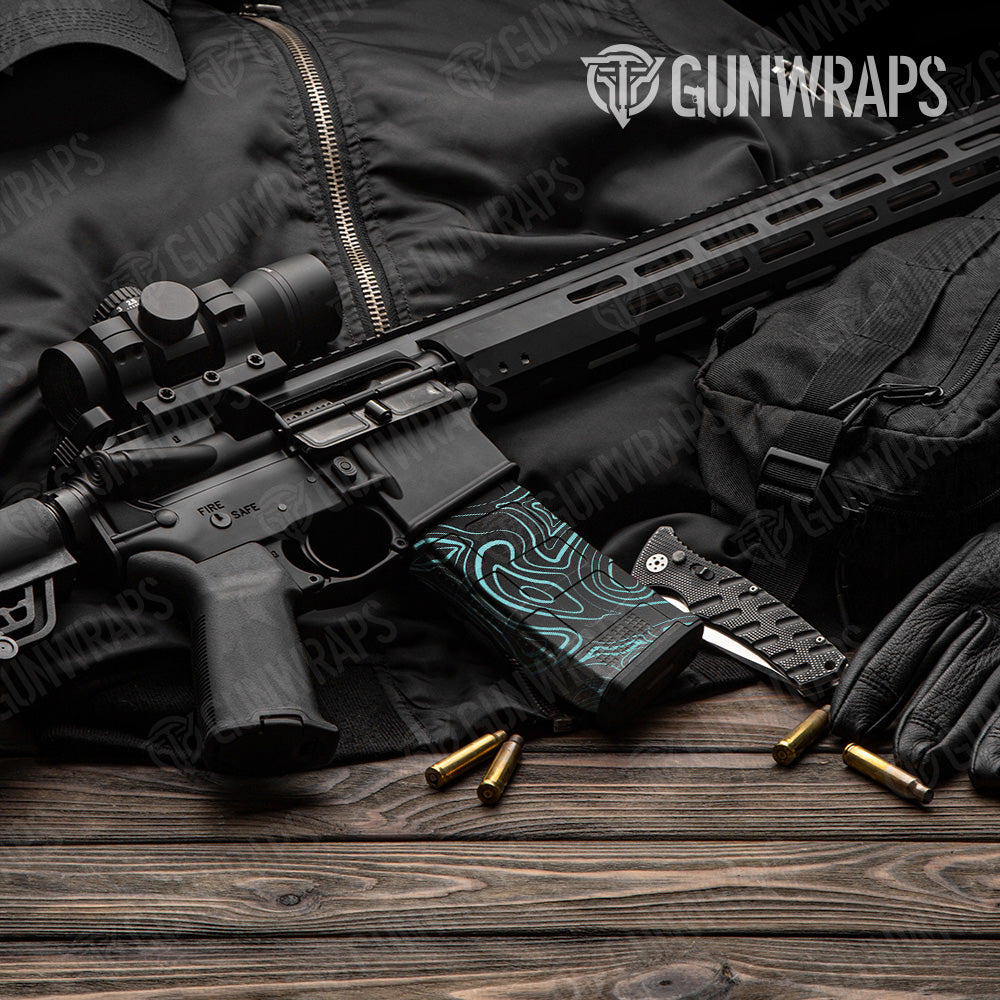 AR 15 Mag Damascus Tiffany Blue Gun Skin Vinyl Wrap