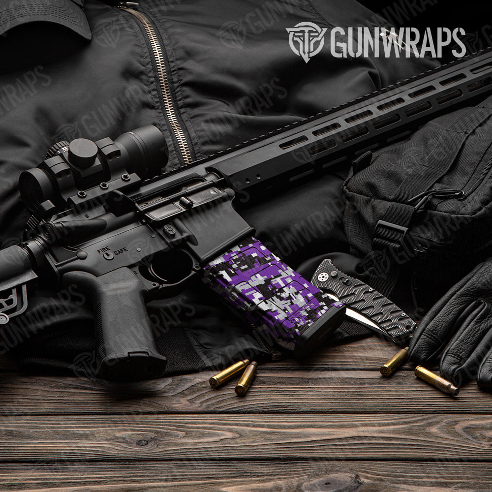 AR 15 Mag Digital Purple Tiger Camo Gun Skin Vinyl Wrap