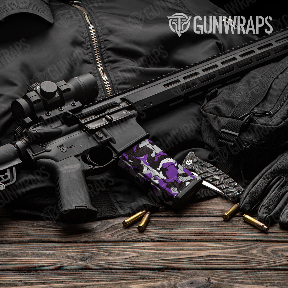 AR 15 Mag Erratic Purple Tiger Camo Gun Skin Vinyl Wrap