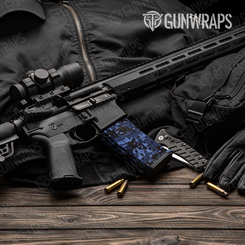AR 15 Mag Digital Blue Midnight Camo Gun Skin Vinyl Wrap Online Hot Sale