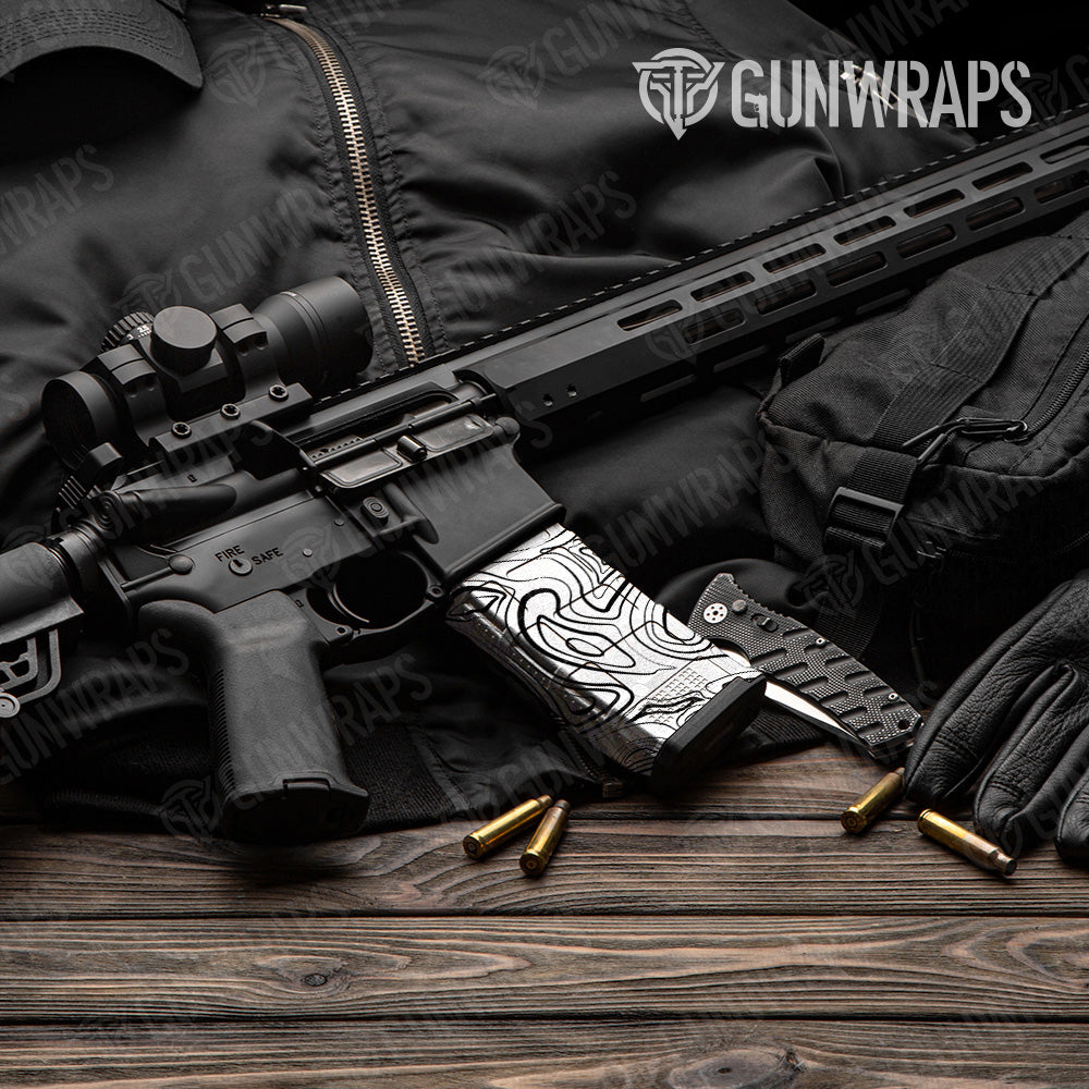 AR 15 Mag Damascus White Gun Skin Vinyl Wrap