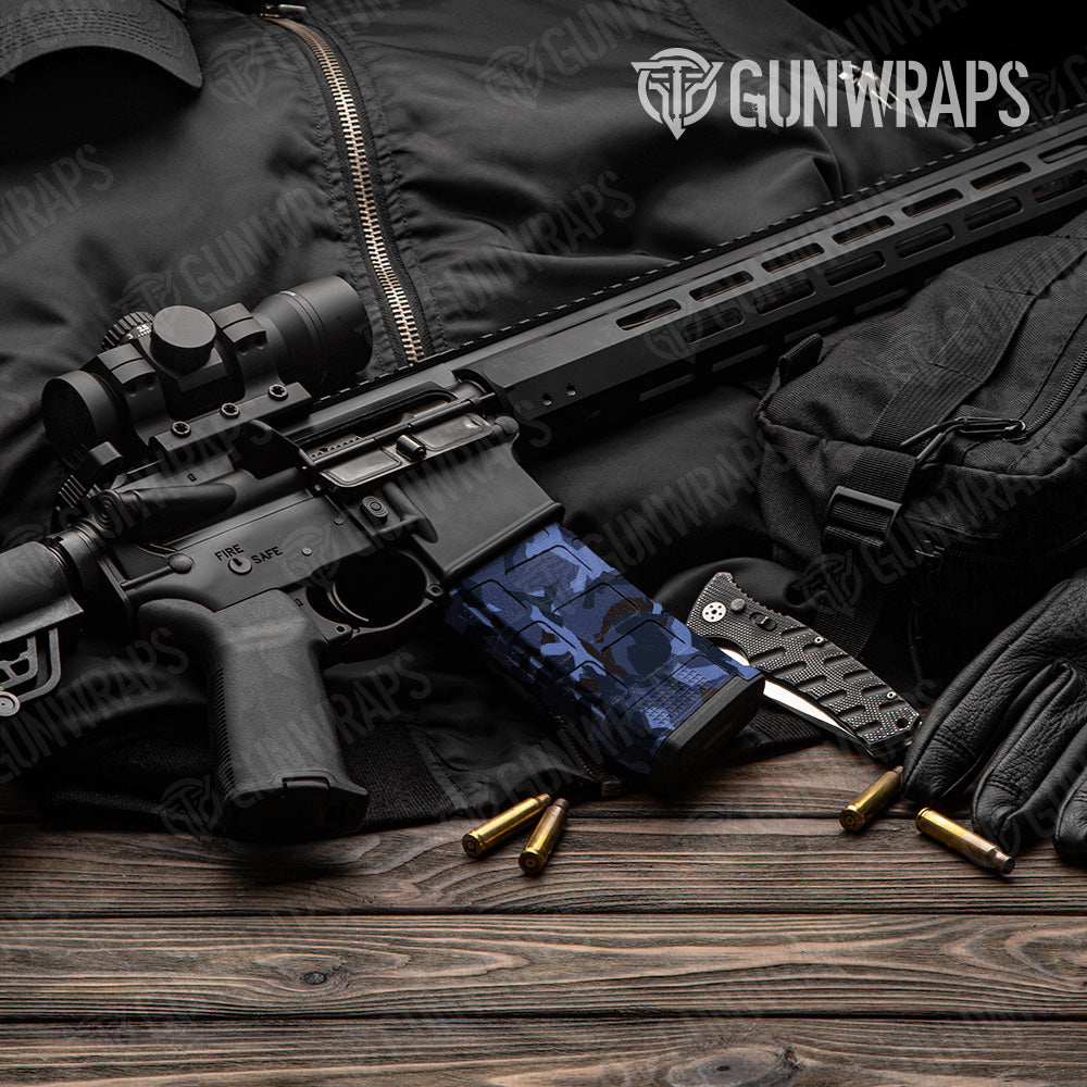 AR 15 Mag Erratic Blue Midnight Camo Gun Skin Vinyl Wrap Discount