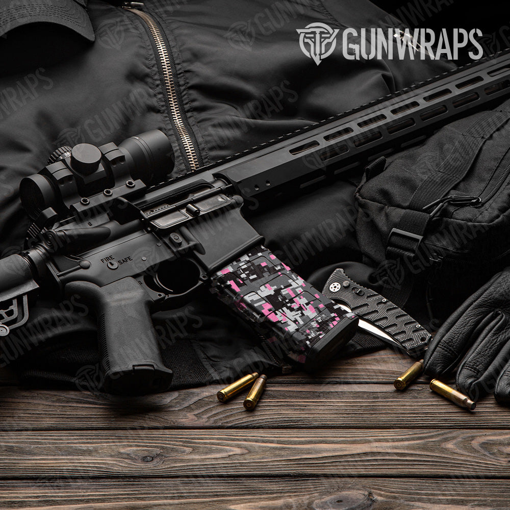 AR 15 Mag Digital Urban Pink Camo Gun Skin Vinyl Wrap
