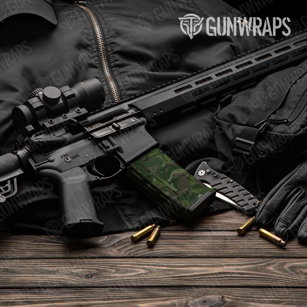 AR 15 Mag Erratic Army Dark Green Camo Gun Skin Vinyl Wrap