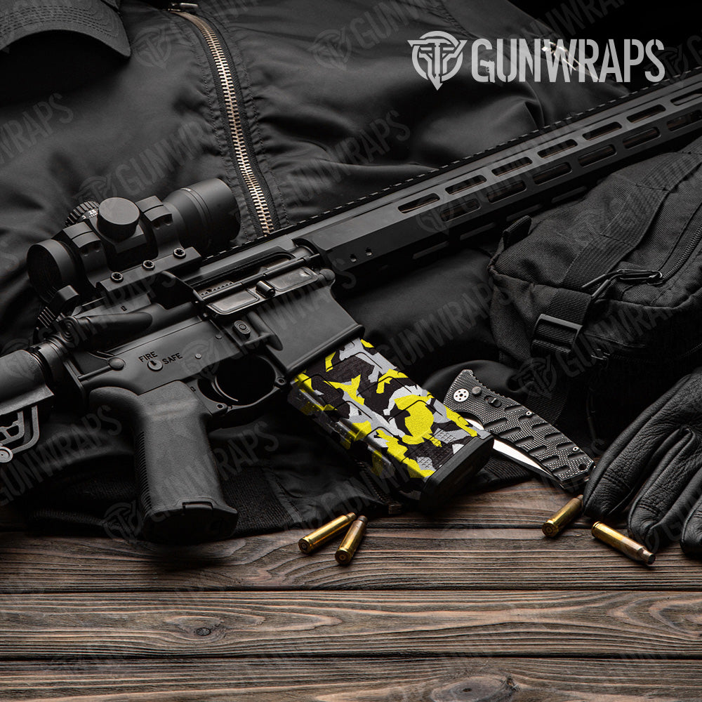 AR 15 Mag Erratic Yellow Tiger Camo Gun Skin Vinyl Wrap