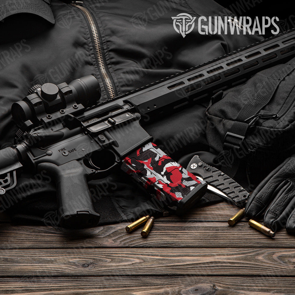 AR 15 Mag Erratic Red Tiger Camo Gun Skin Vinyl Wrap
