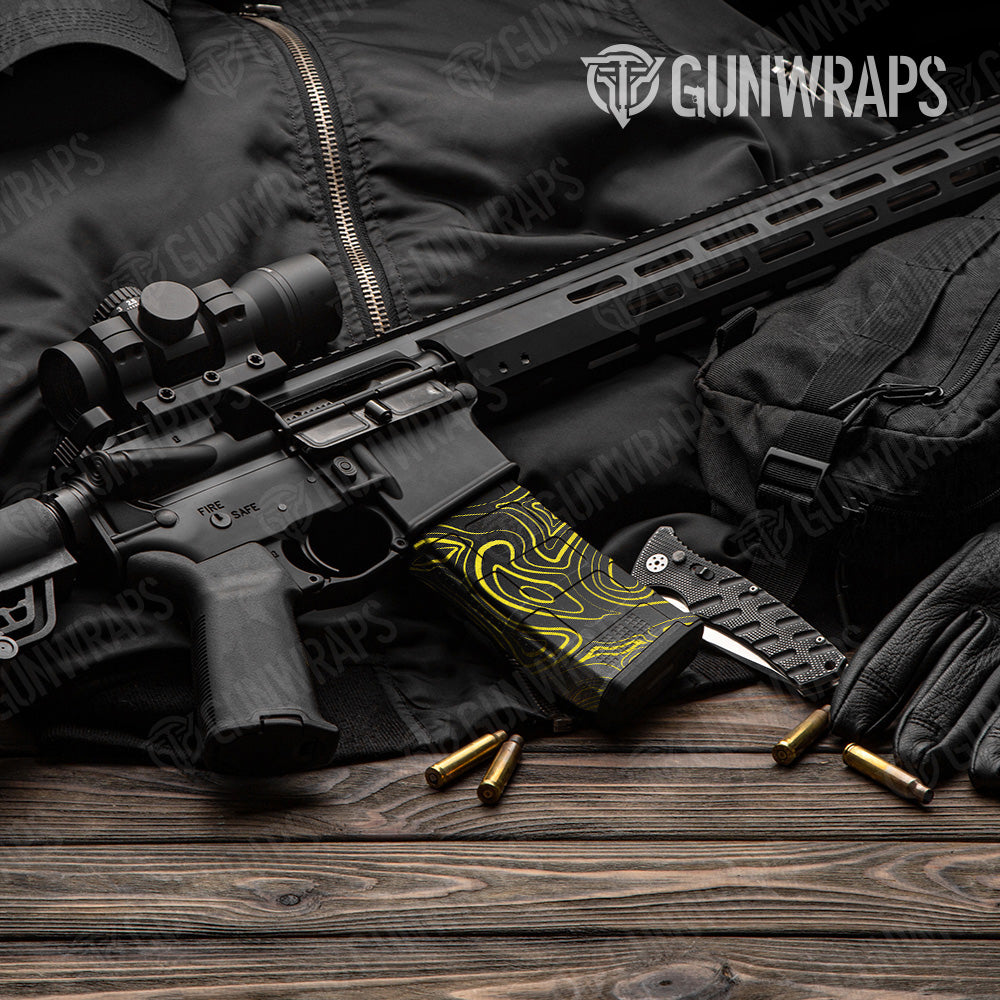 AR 15 Mag Damascus Yellow Gun Skin Vinyl Wrap