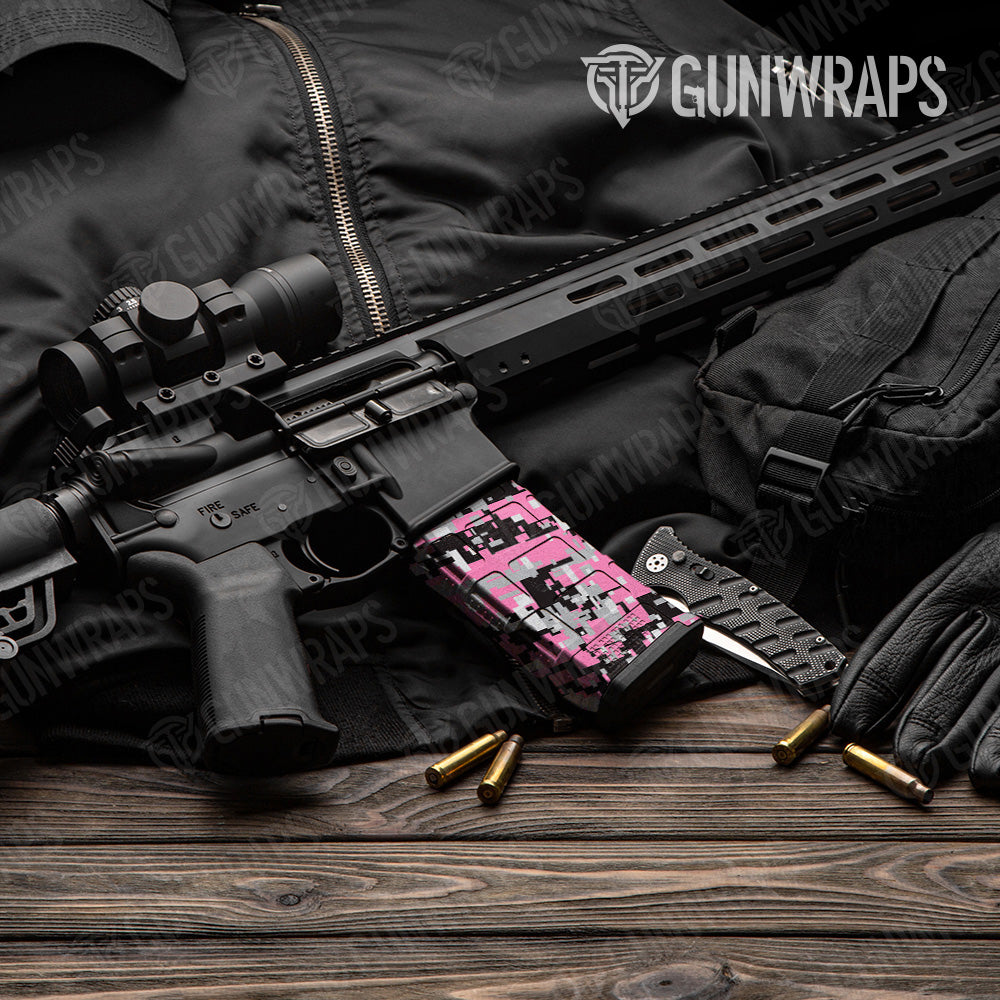 AR 15 Mag Digital Pink Tiger Camo Gun Skin Vinyl Wrap