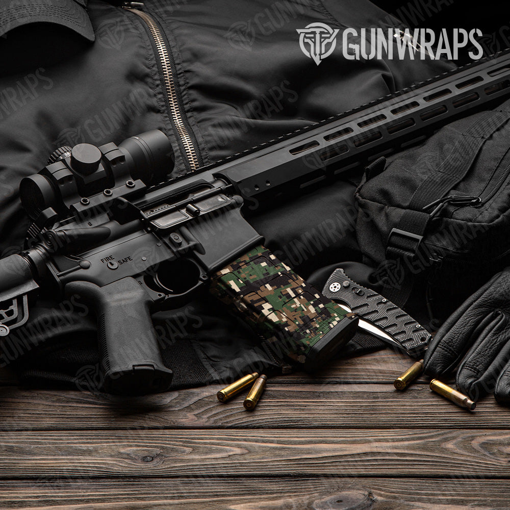 AR 15 Mag Digital Woodland Camo Gun Skin Vinyl Wrap