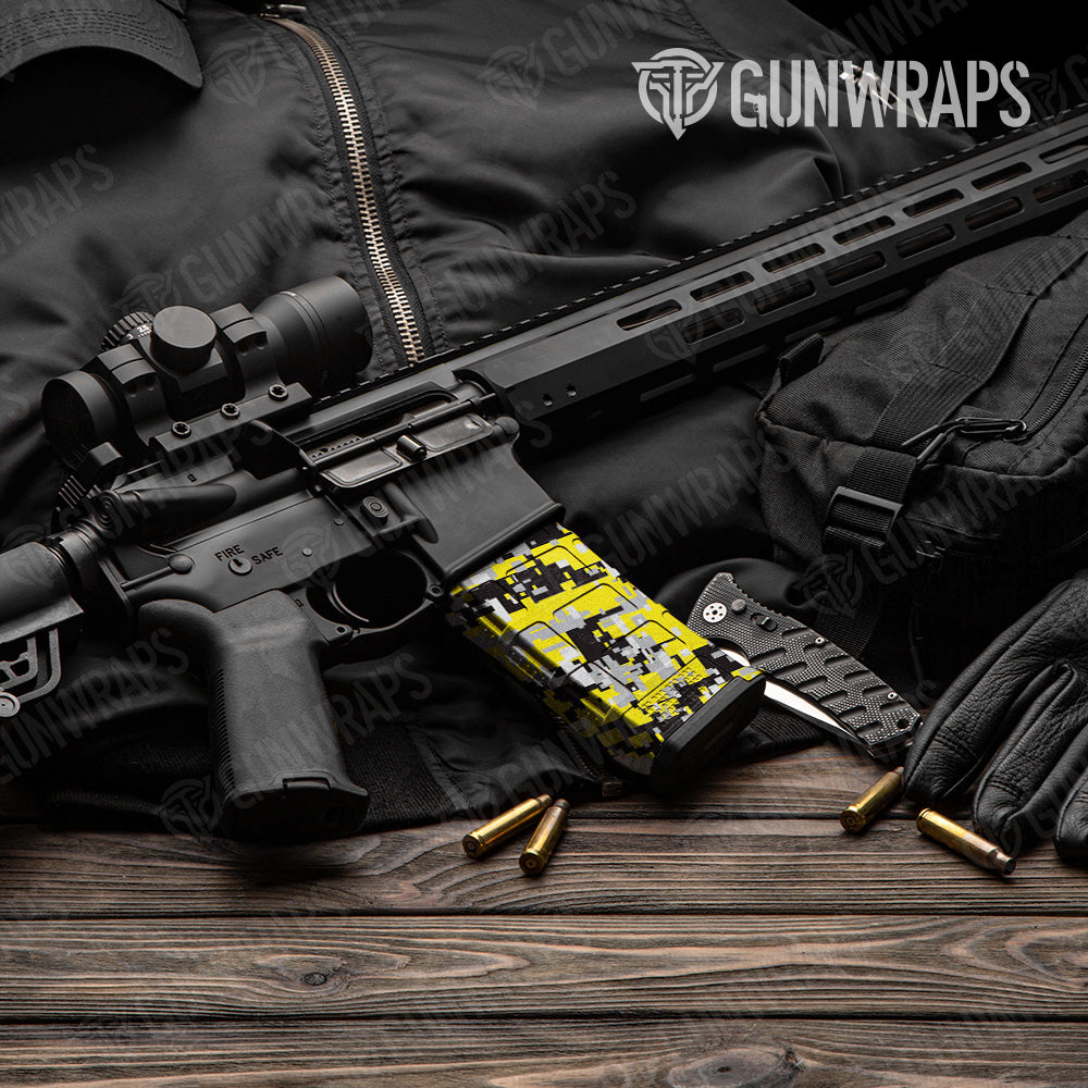 AR 15 Mag Digital Yellow Tiger Camo Gun Skin Vinyl Wrap