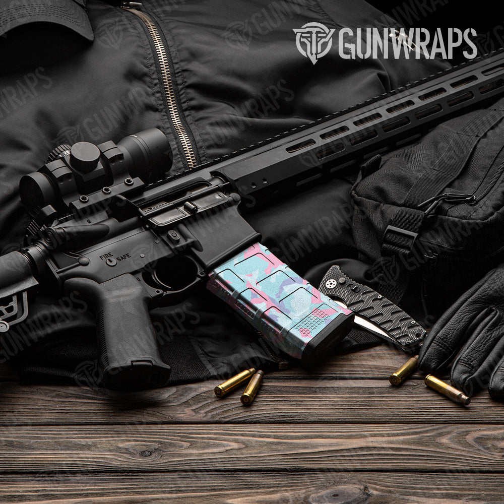 AR 15 Mag Erratic Cotton Candy Camo Gun Skin Vinyl Wrap Fashion