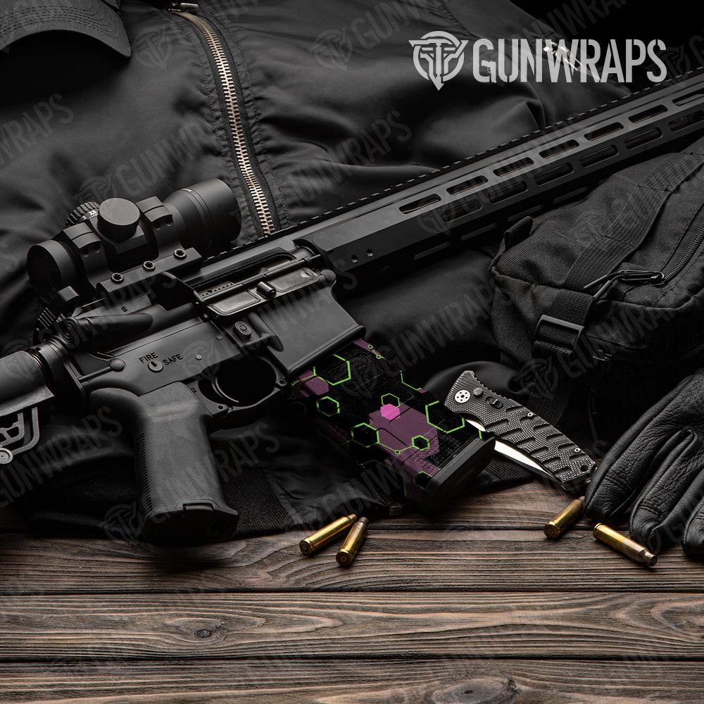 AR 15 Mag Hex DNA Neon Night Gun Skin Vinyl Wrap