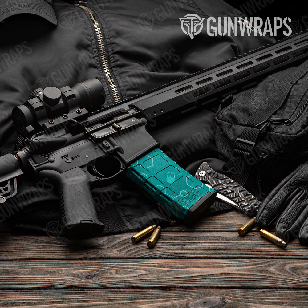 AR 15 Mag Hex DNA Elite Tiffany Blue Gun Skin Vinyl Wrap