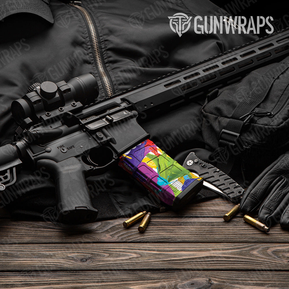AR 15 Mag Paint Splatter White Gun Skin Vinyl Wrap