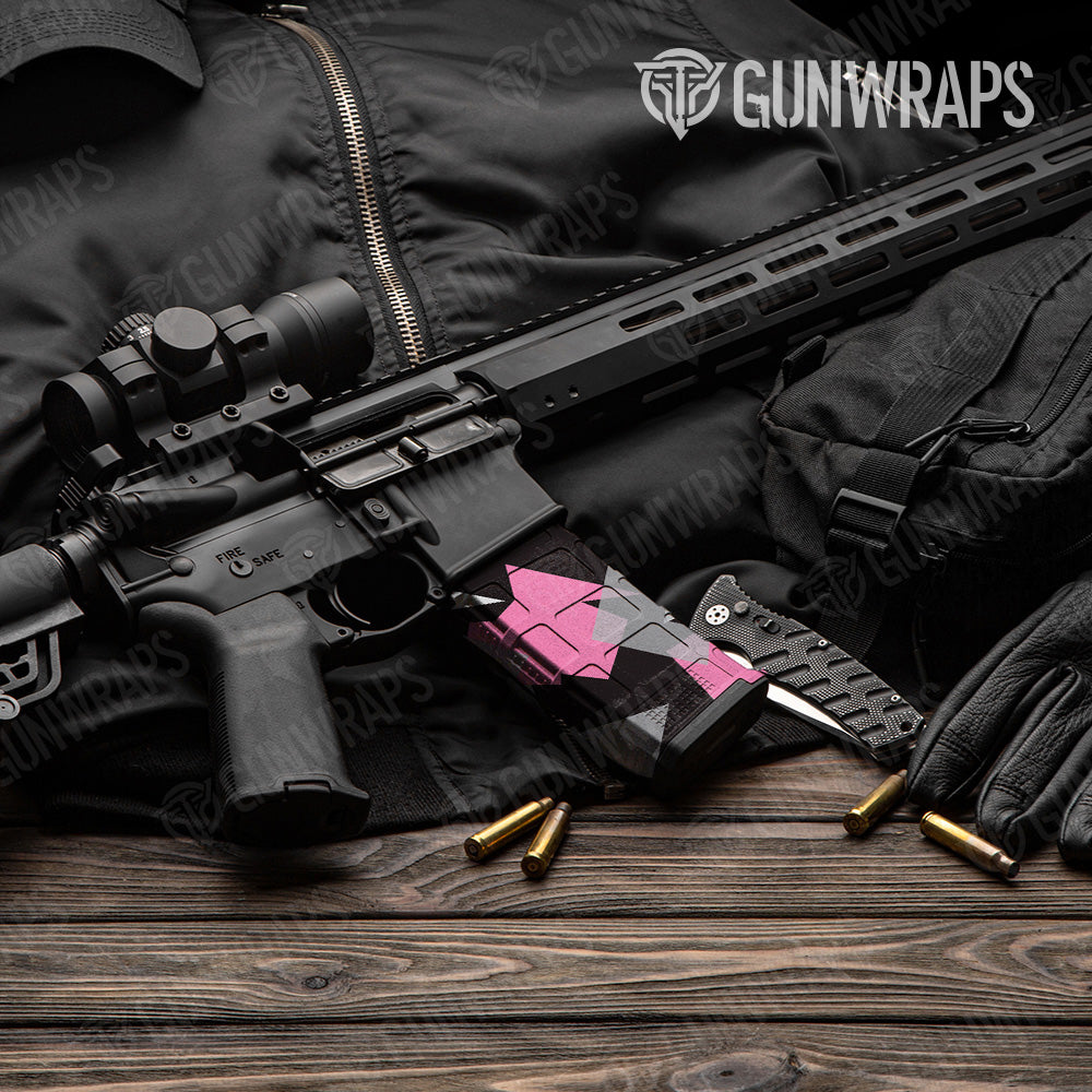 AR 15 Mag Shattered Pink Tiger Camo Gun Skin Vinyl Wrap