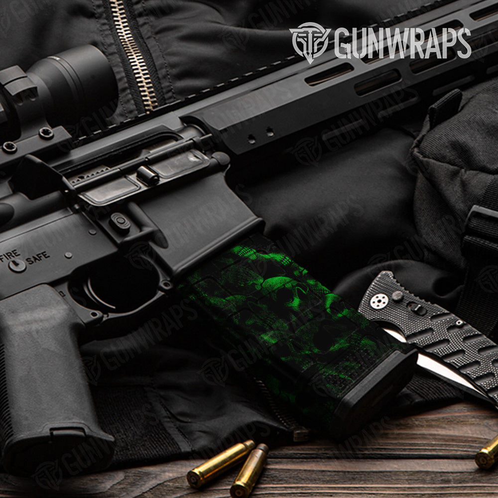 AR 15 Mag Skull Green Gun Skin Vinyl Wrap