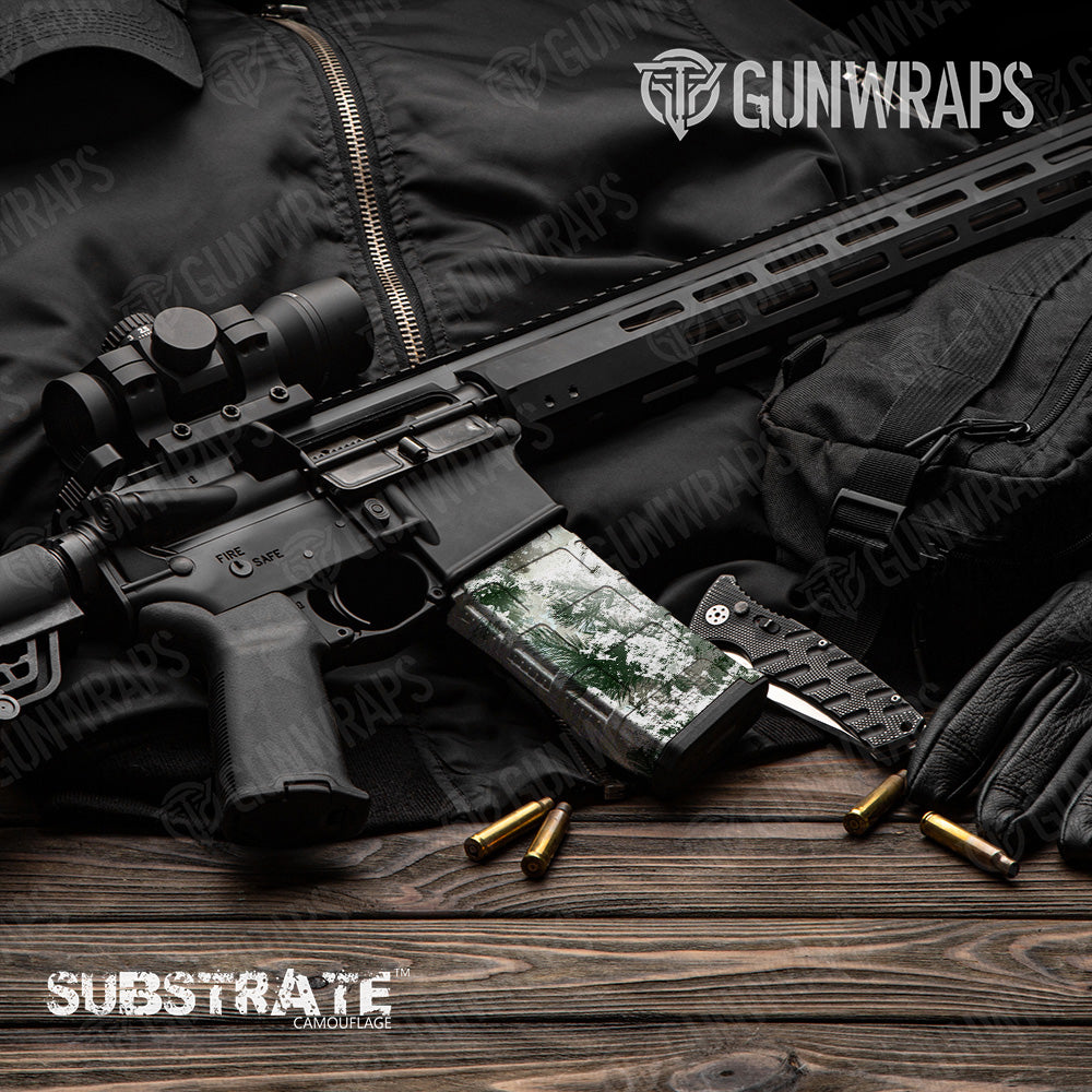 AR 15 Mag Substrate Snow Spruce Camo Gun Skin Vinyl Wrap Film Sale