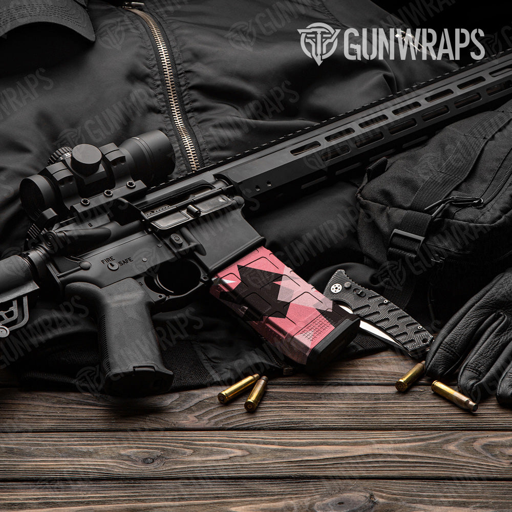AR 15 Mag Shattered Pink Camo Gun Skin Vinyl Wrap