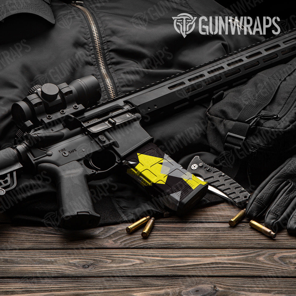 AR 15 Mag Shattered Yellow Tiger Camo Gun Skin Vinyl Wrap