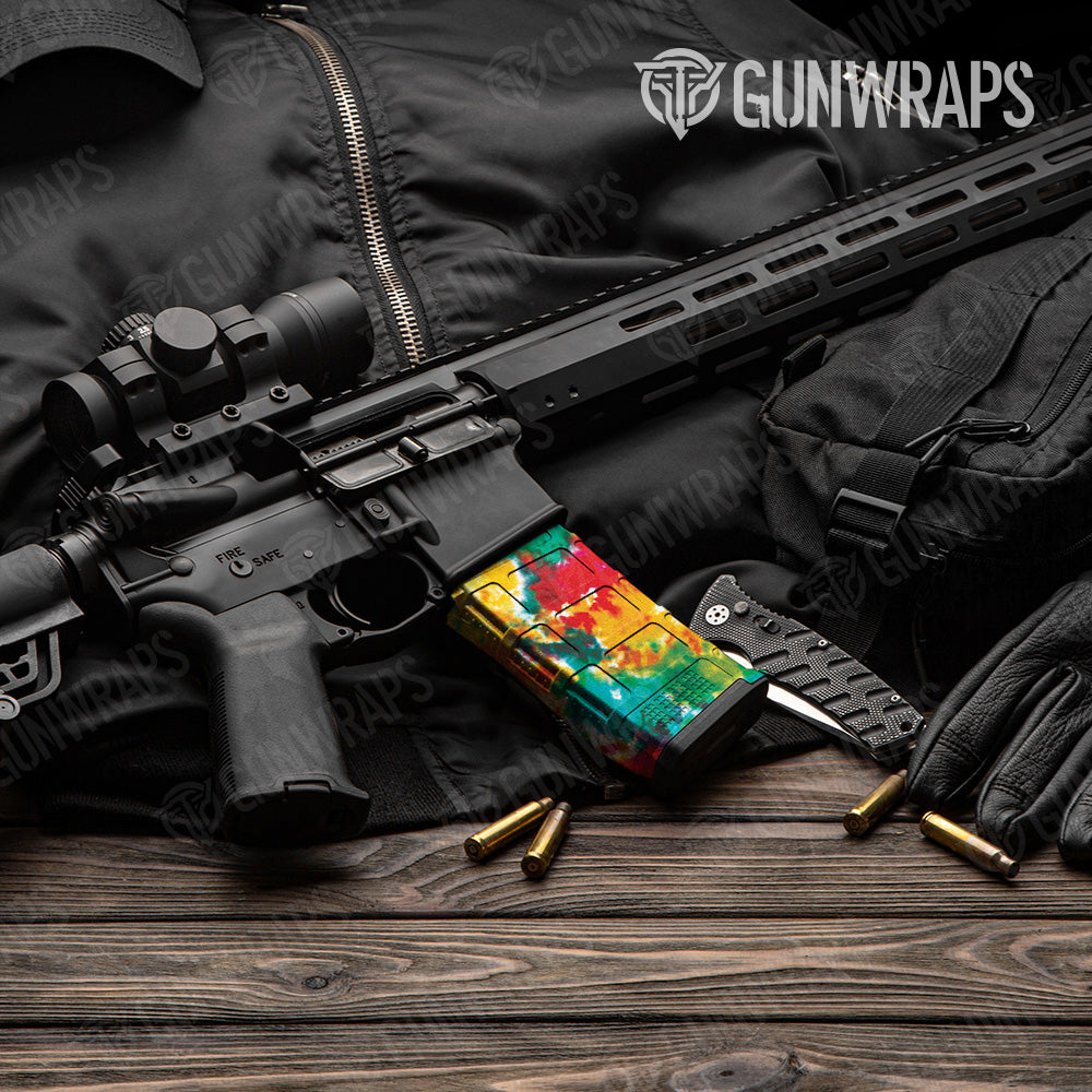 AR 15 Mag Tie Dye Jungle Fever Gun Skin Vinyl Wrap
