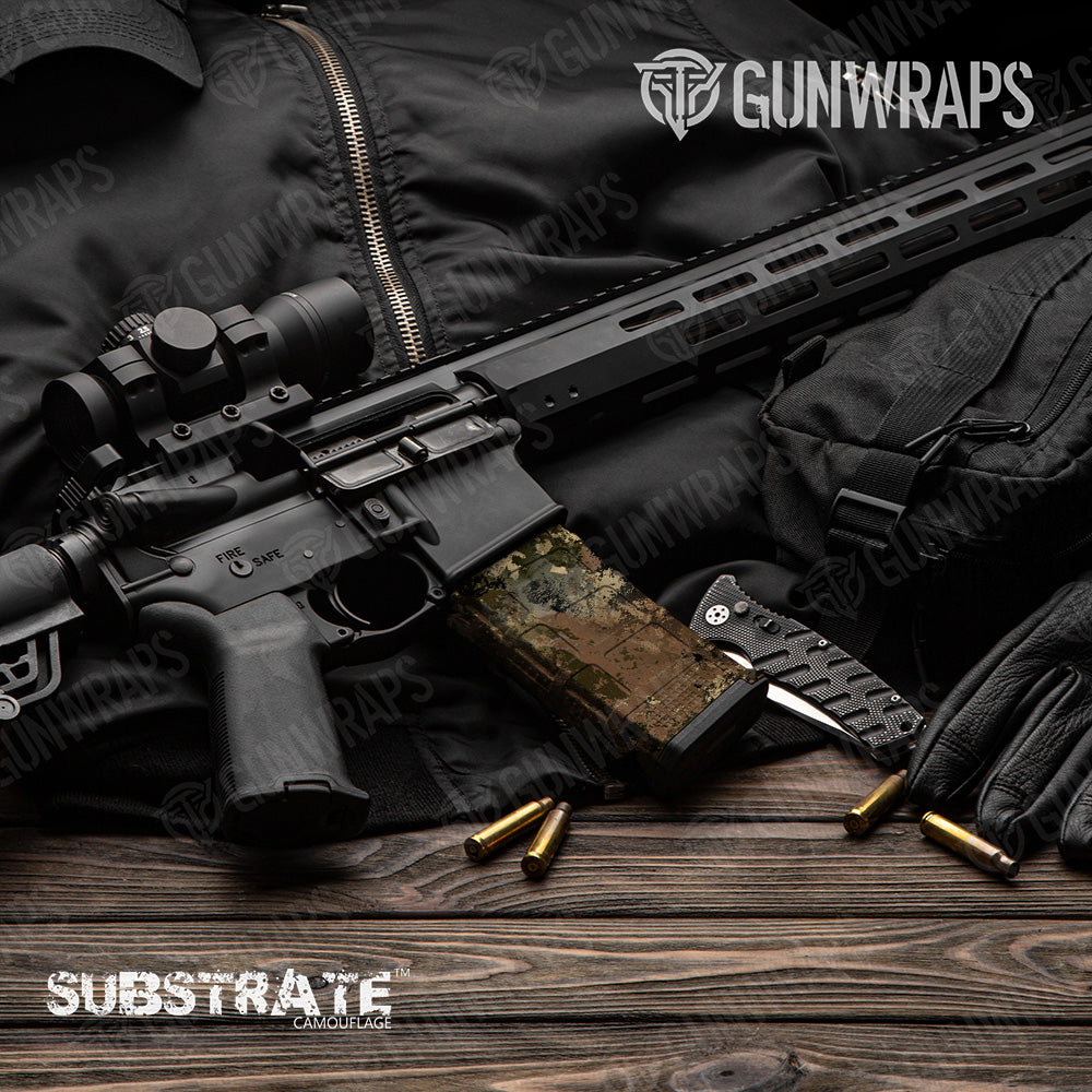 AR 15 Mag Substrate Spoor Camo Gun Skin Vinyl Wrap Film
