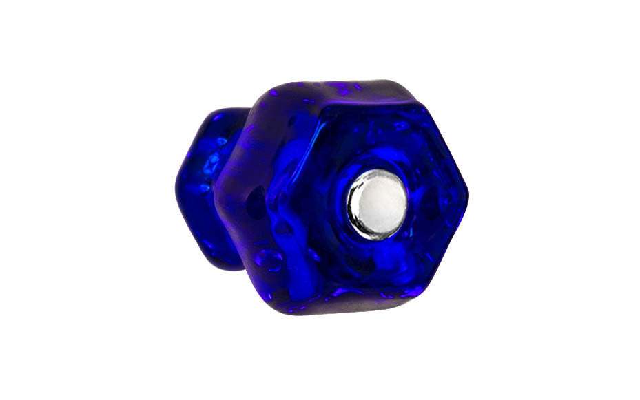 Classic Hexagonal Glass Cabinet Knob ~ Cobalt Blue Online