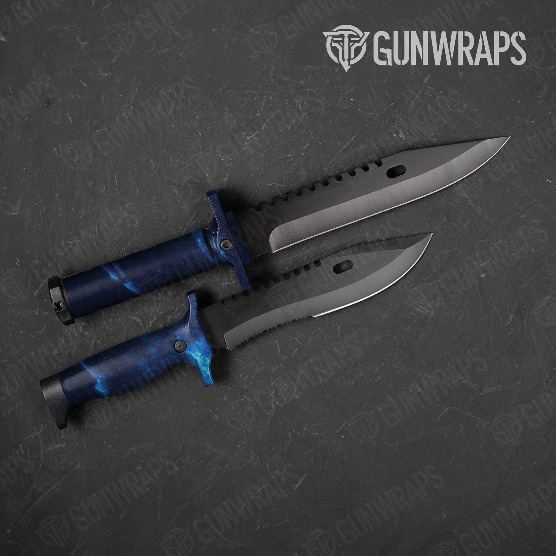 Knife Stone Blue Ice Marble Gear Skin Vinyl Wrap