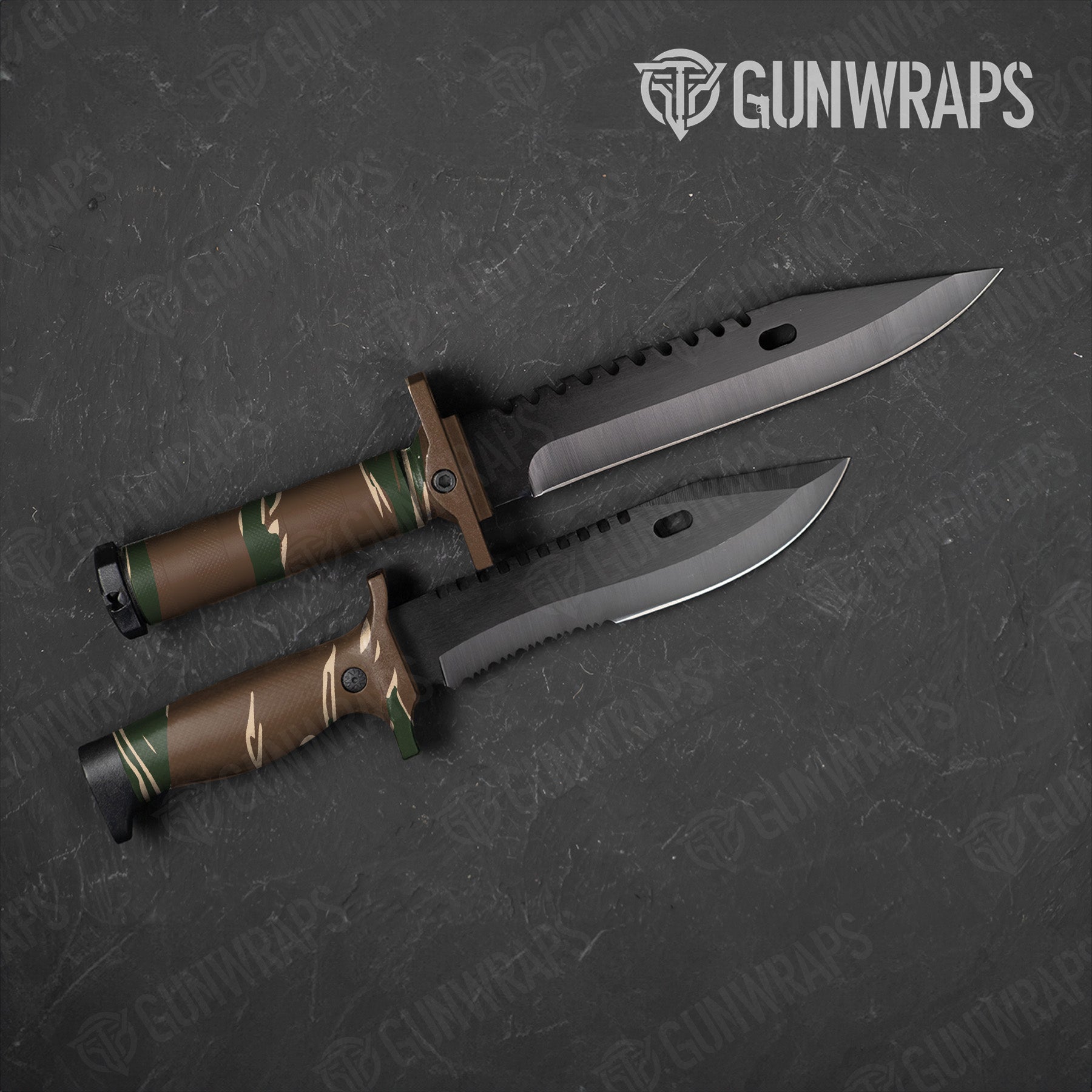 Knife Shredded Woodland Camo Gear Skin Vinyl Wrap