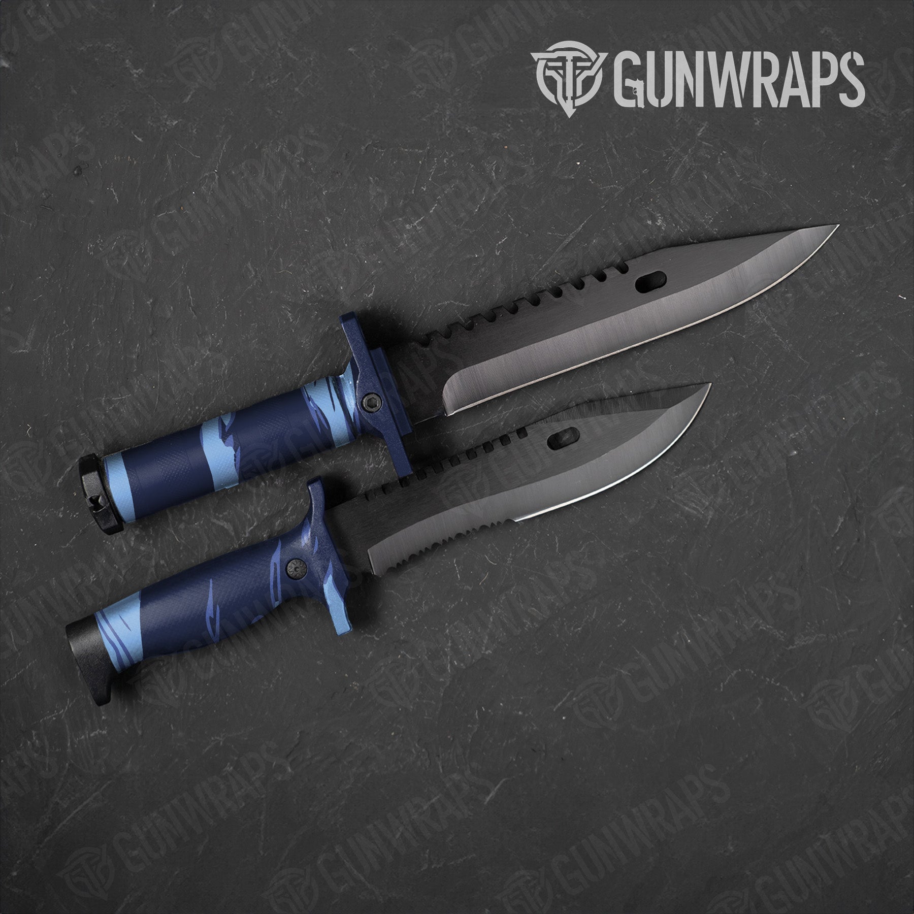 Knife Shredded Blue Urban Night Camo Gear Skin Vinyl Wrap