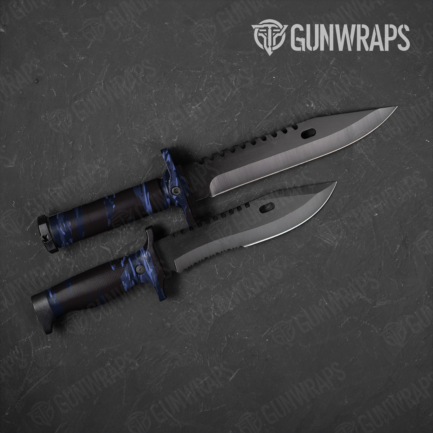 Knife Vietnam Tiger Stripe Blue Midnight Gun Skin Vinyl Wrap