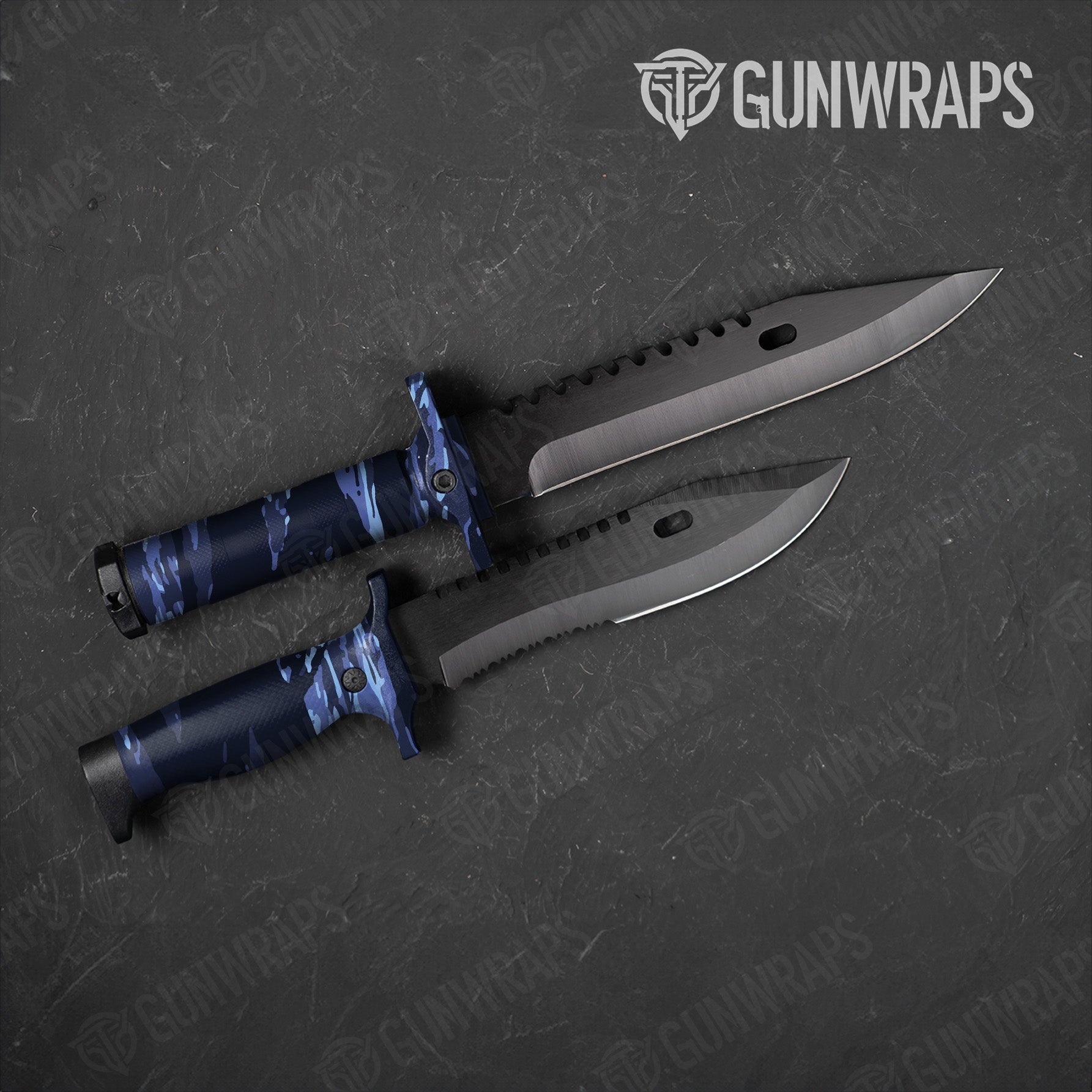 Knife Vietnam Tiger Stripe Blue Urban Night Gun Skin Vinyl Wrap