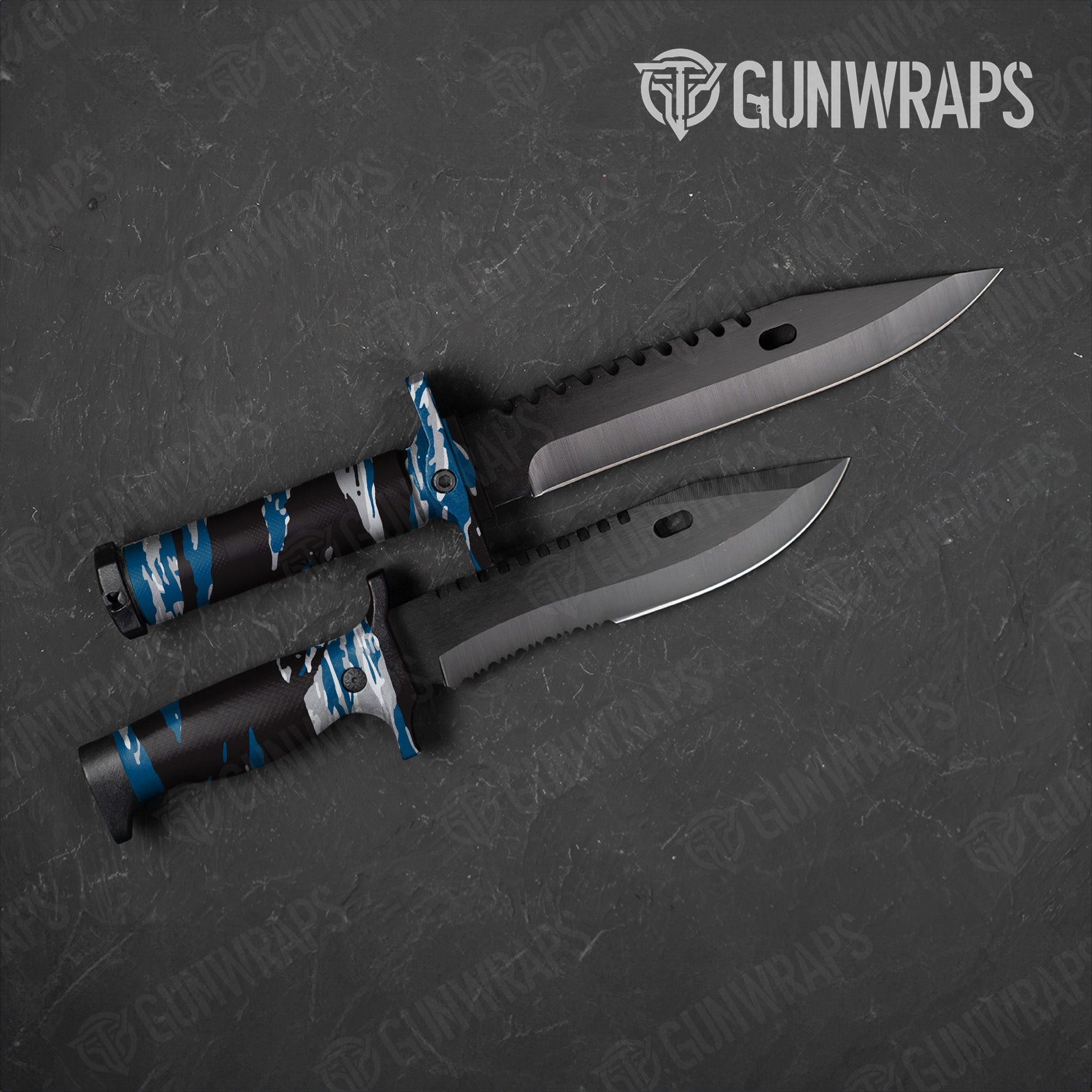 Knife Vietnam Tiger Stripe Blue Tiger Gun Skin Vinyl Wrap