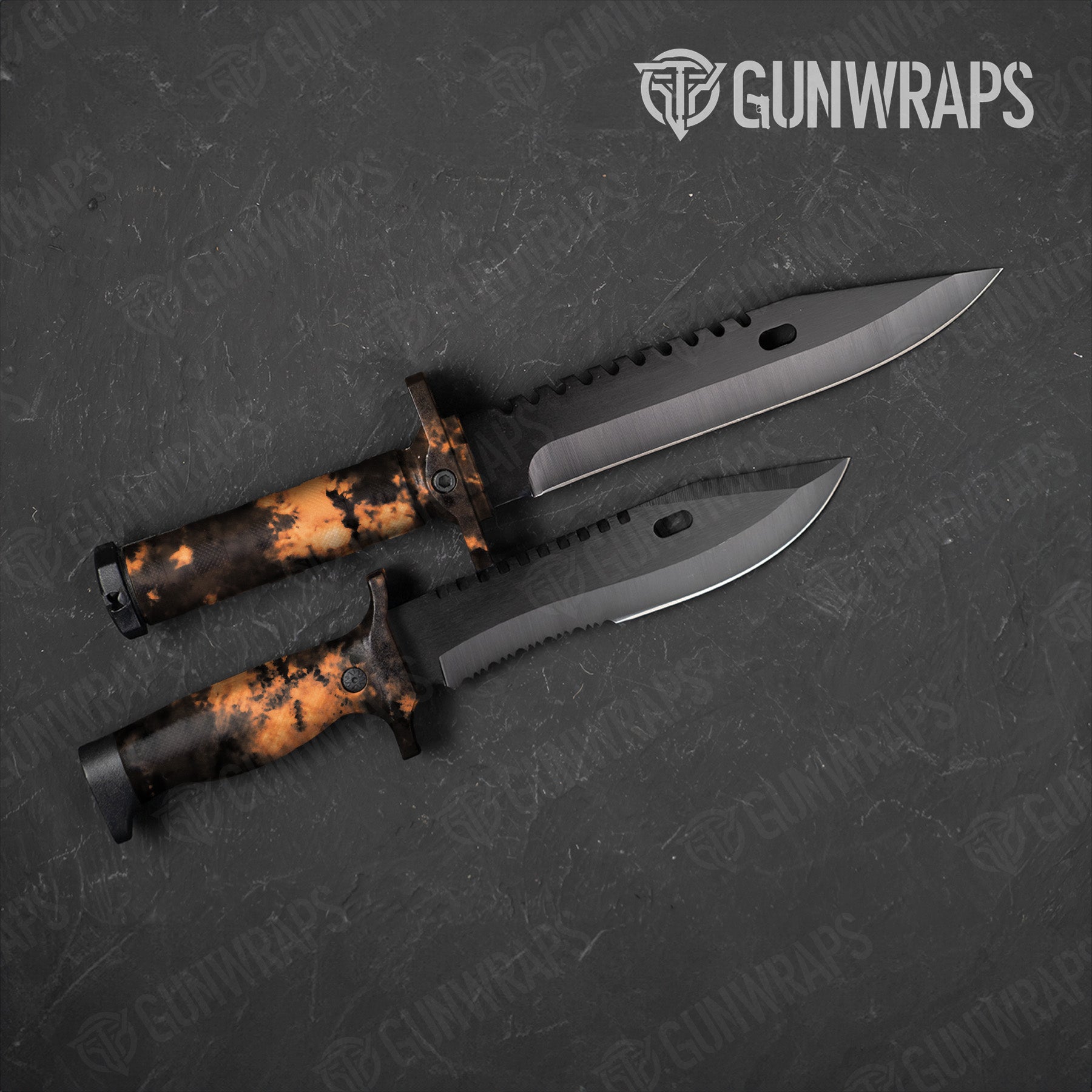 Knife Tie Dye Bleached Black Gear Skin Vinyl Wrap